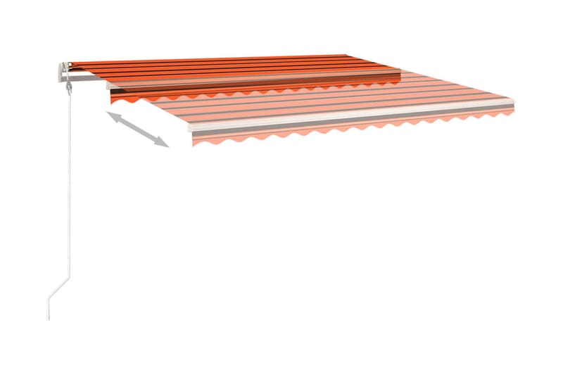 Markis med stolpar automatisk infällbar 4x3 m orange och bru - Orange - Markiser - Terrassmarkis