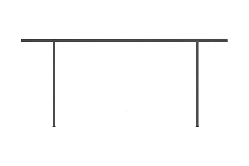 Markis med stolpar automatiskt infällbar 6x3,5 m antracit - Grå - Markiser - Terrassmarkis
