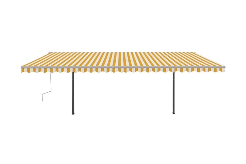 Markis med stolpar automatiskt infällbar 6x3 m gul och vit - Gul - Markiser - Terrassmarkis