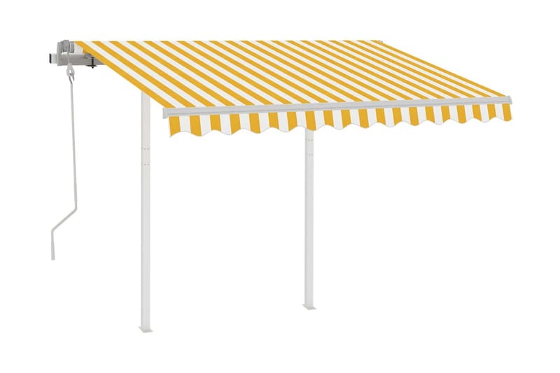 Markis med stolpar manuellt infällbar 3,5x2,5 m gul och vit - Gul - Markiser - Terrassmarkis