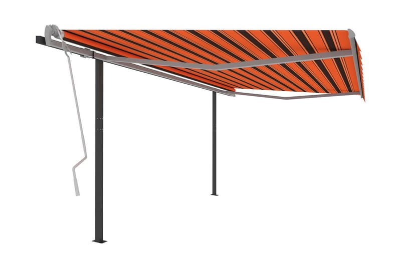 Markis med stolpar manuellt infällbar 4x3 m orange och brun - Orange - Markiser - Terrassmarkis