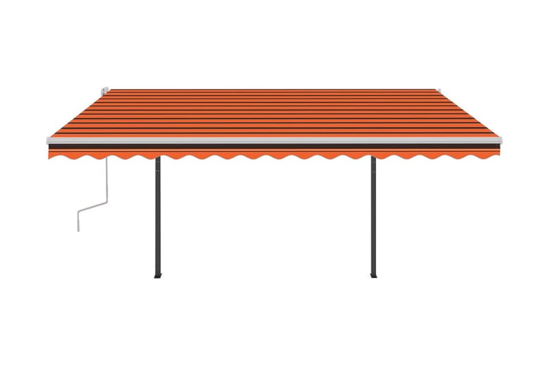 Markis med stolpar manuellt infällbar 4x3 m orange och brun - Orange - Markiser - Terrassmarkis