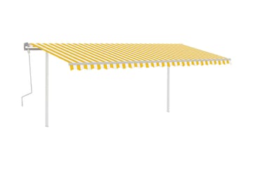 Markis med stolpar manuellt infällbar 5x3 m gul och vit