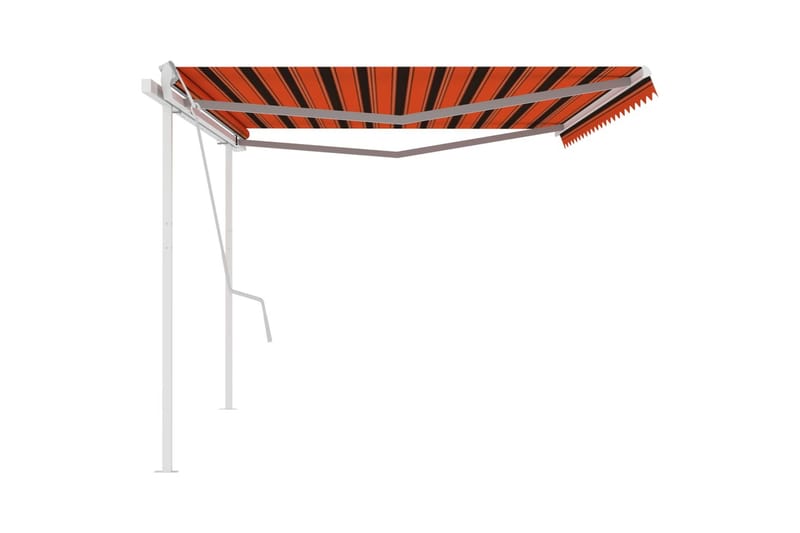 Markis med stolpar manuellt infällbar 5x3 m orange och brun - Orange - Markiser - Terrassmarkis