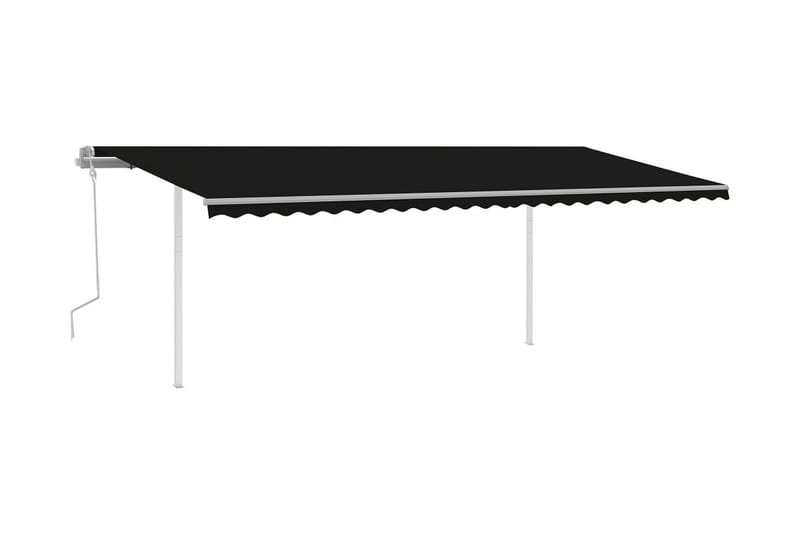 Markis med stolpar manuellt infällbar 6x3 m antracit - Grå - Markiser - Terrassmarkis
