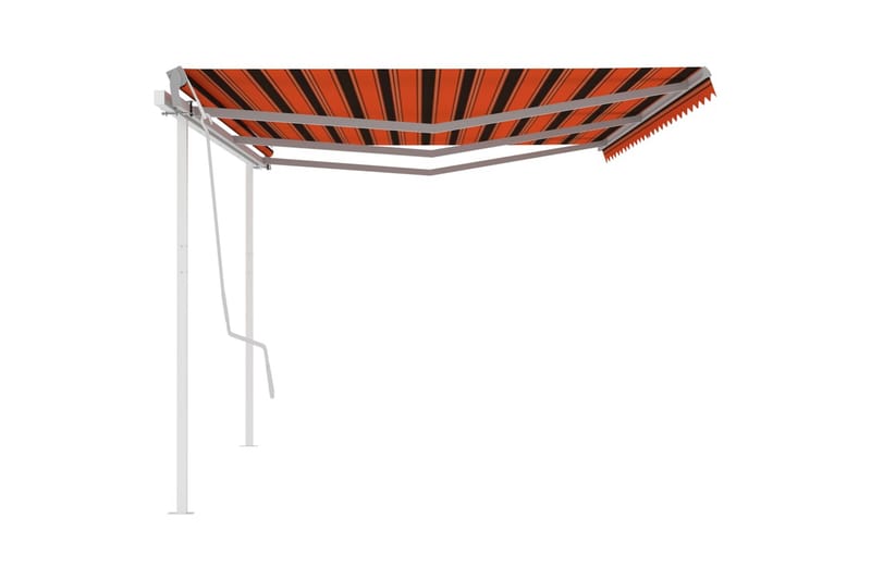 Markis med stolpar manuellt infällbar 6x3 m orange och brun - Orange - Markiser - Terrassmarkis