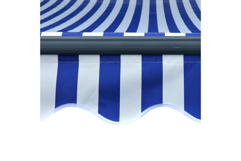 Markis med vindsensor & LED 450x300 cm blå och vit - Blå - Markiser - Fönstermarkis