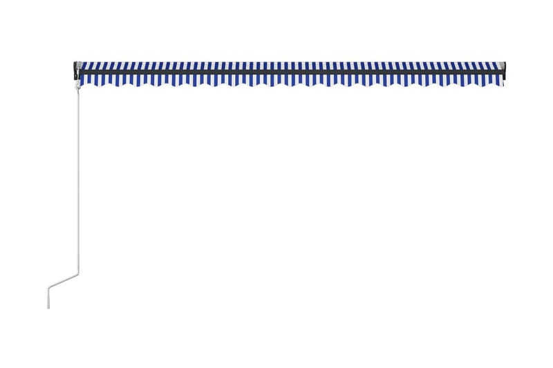 Markis med vindsensor & LED 500x300 cm blå och vit - Blå - Markiser - Terrassmarkis