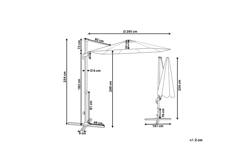 Calimera Hängparasoll 295 cm - Grå/Vit - Utemöbler & utemiljö - Solskydd - Parasoll - Hängparasoll