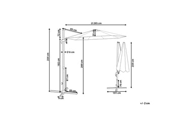 Calimera Hängparasoll 295 cm - Grå/Vit - Utemöbler & utemiljö - Solskydd - Parasoll - Hängparasoll