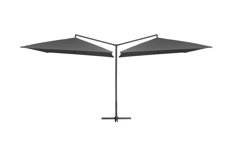Dubbelt parasoll med stålstång 250x250 cm antracit - Grå - Parasoll