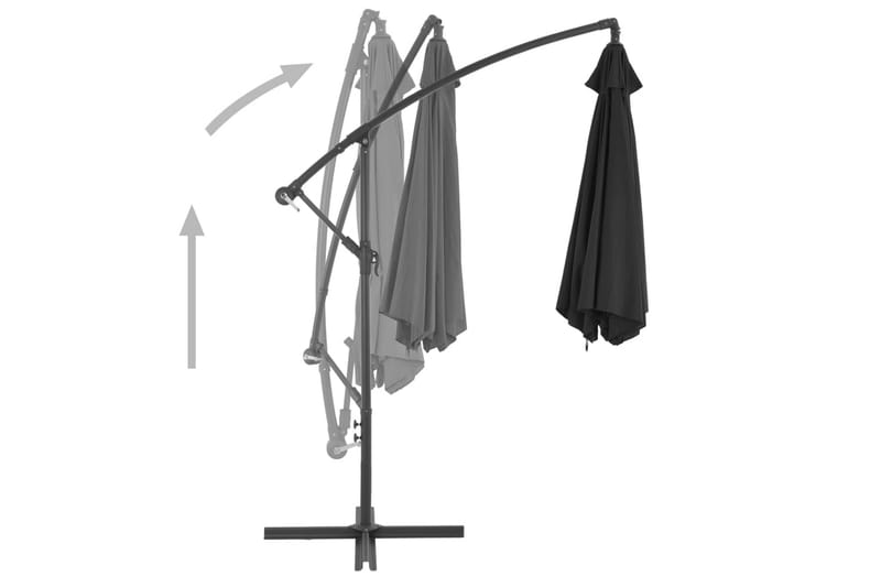 Frihängande parasoll med aluminiumstång 300 cm svart - Svart - Hängparasoll