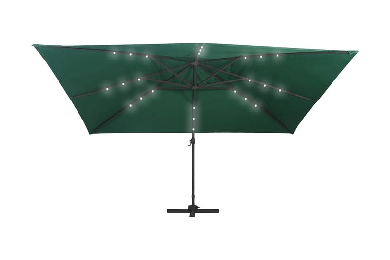 Frihängande parasoll med aluminiumstång & LED 400x300 cm grö - Hängparasoll