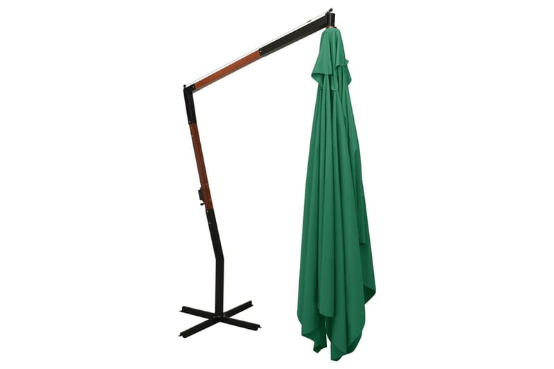 Frihängande parasoll med trästång 400x300 cm grön - Grön - Hängparasoll