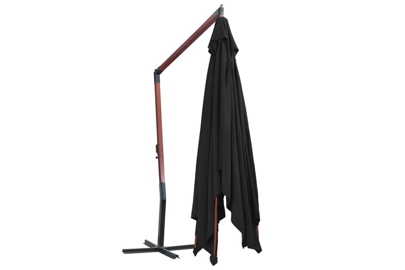 Hängande parasoll med trästång 400x300 cm svart - Svart - Hängparasoll