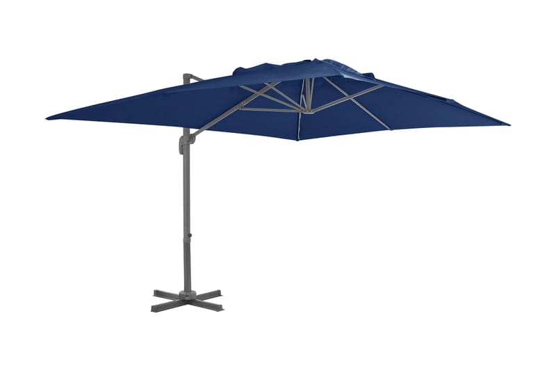 Frihängande parasoll med aluminiumstång 4x3 m azurblå - Hängparasoll