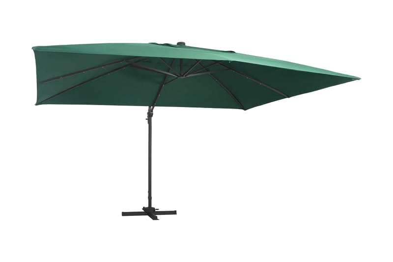 Frihängande parasoll med aluminiumstång & LED 400x300 cm grö - Grön - Hängparasoll