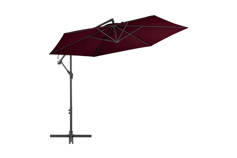 Frihängande parasoll med aluminiumstång vinröd 300 cm - Röd - Hängparasoll