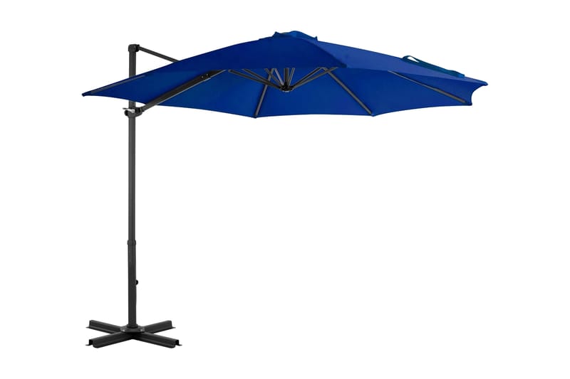 Frihängande parasoll med aluminiumstång azurblå 300 cm - Azurblå - Hängparasoll