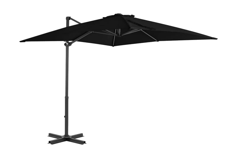 Frihängande parasoll med aluminiumstång svart 250x250 cm - Svart - Hängparasoll