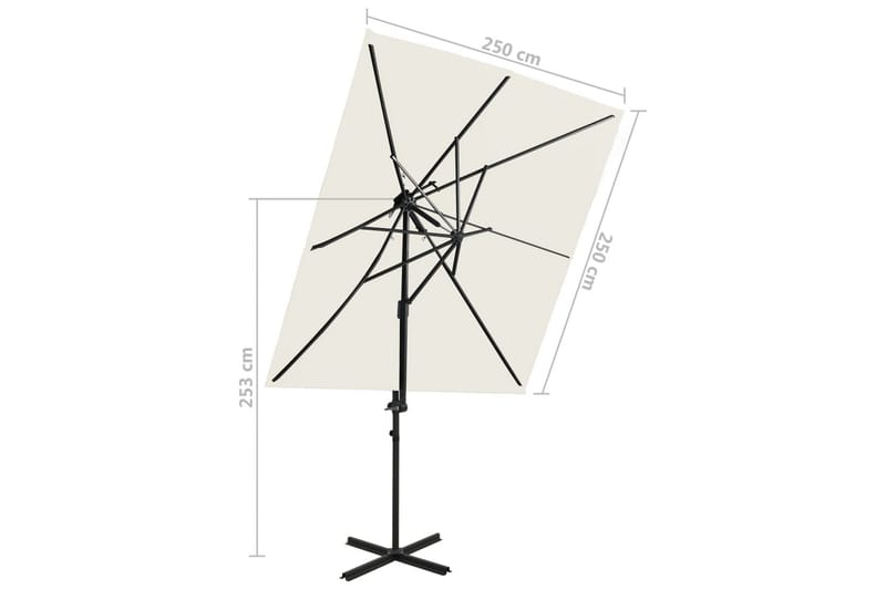 Frihängande parasoll med ventilation sand 250x250 cm - Beige - Hängparasoll