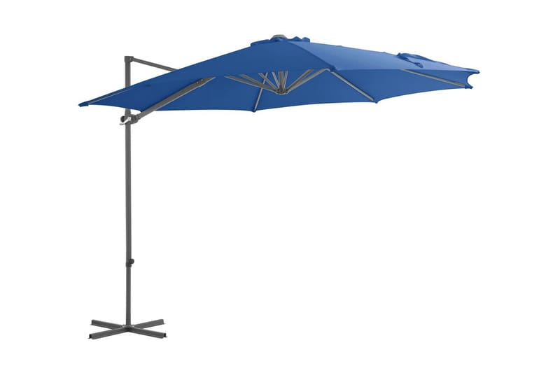 Frihängande parasoll med stålstång azurblå 300 cm - Azurblå - Hängparasoll