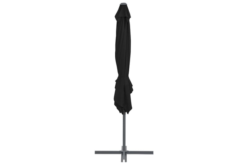 Frihängande parasoll med stålstång svart 250x250 cm - Svart - Hängparasoll