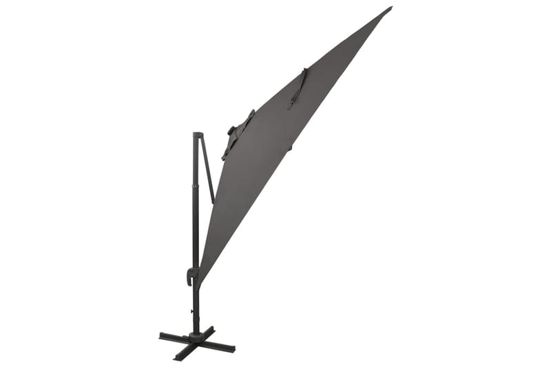 Frihängande parasoll med stång och LED antracit 300 cm - Grå - Hängparasoll