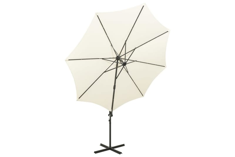 Frihängande parasoll med stång och LED sand 300 cm - Beige - Hängparasoll