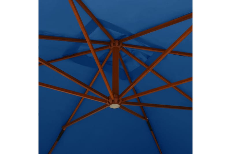 Frihängande parasoll med trästång 400x300 cm azurblå - Azurblå - Hängparasoll