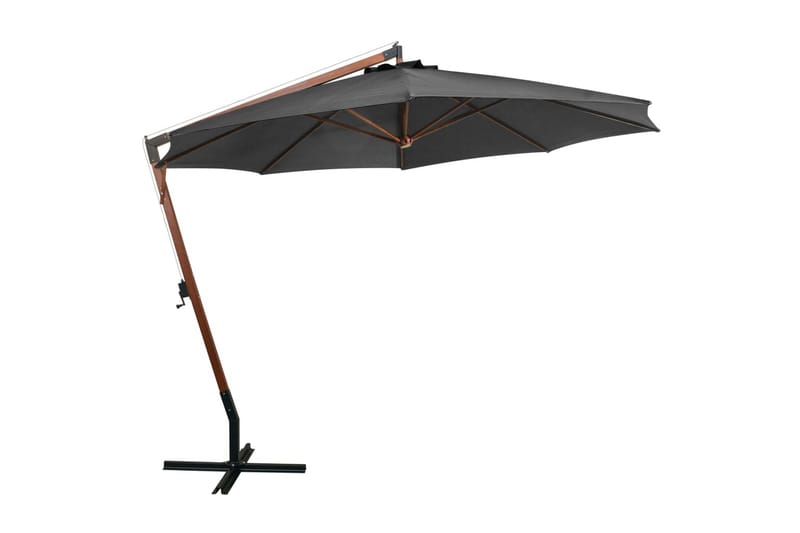 Hängande parasoll med stolpe antracit 3,5x2,9 massivt grantr - Antracit - Hängparasoll