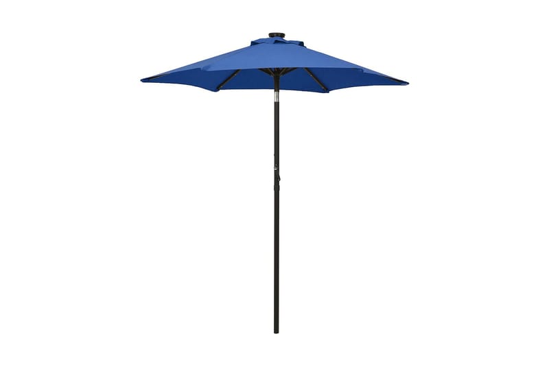 Parasoll med LED-lampor azurblå 200x211 cm aluminium - Blå - Parasoll