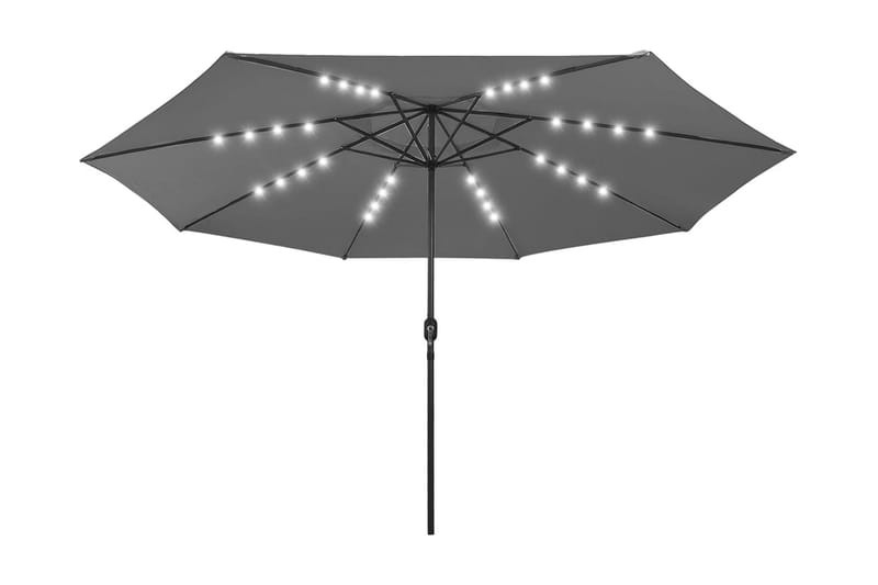 Parasoll med LED-lampor och metallstång 400 cm antracit - Parasoll