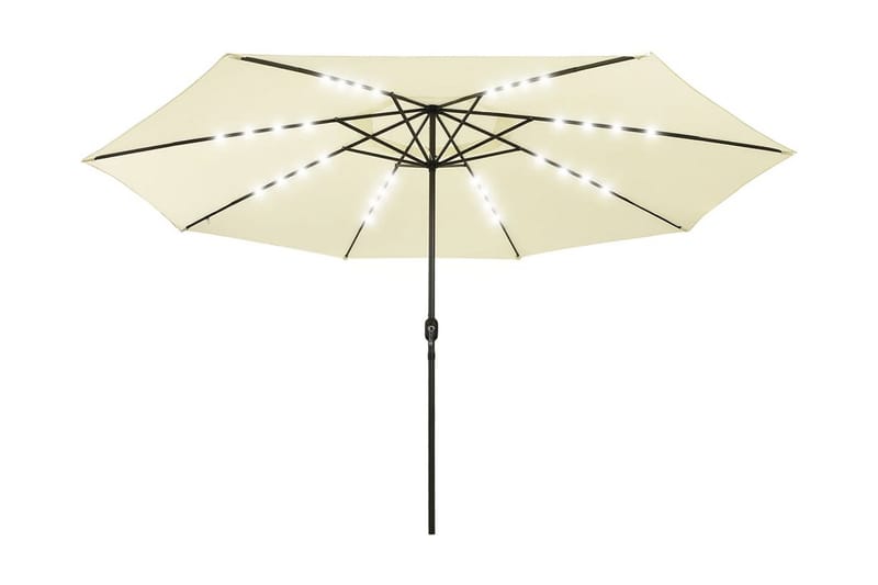 Parasoll med LED-lampor och metallstång 400 cm sandfärgad - Beige - Parasoll