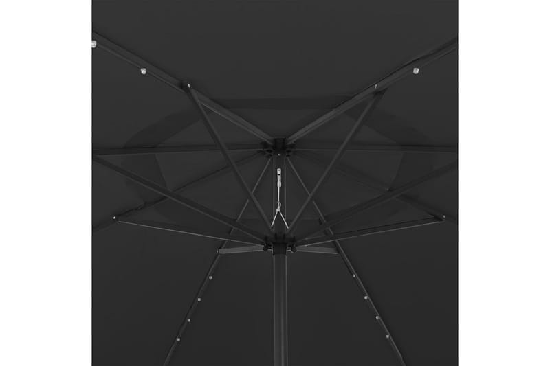 Parasoll med LED-lampor och metallstång 400 cm svart - Svart - Parasoll