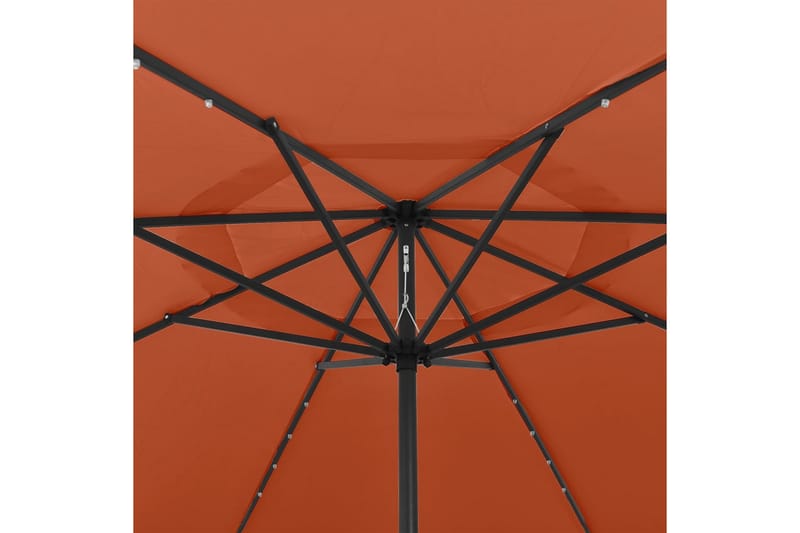 Parasoll med LED-lampor och metallstång 400 cm terrakotta - Brun - Parasoll
