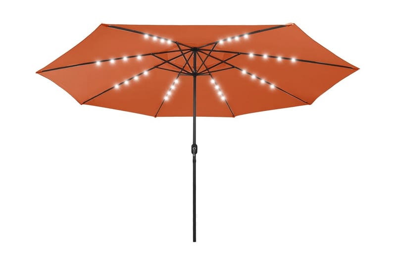Parasoll med LED-lampor och metallstång 400 cm terrakotta - Brun - Parasoll