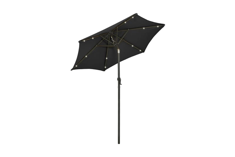 Parasoll med LED-lampor svart 200x211 cm aluminium - Parasoll
