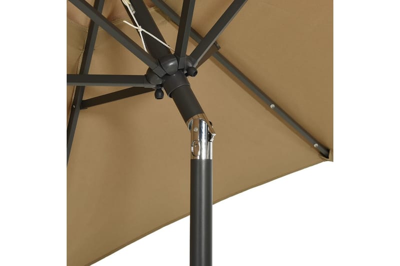 Parasoll med LED-lampor taupe 200x211 cm aluminium - Brun - Parasoll