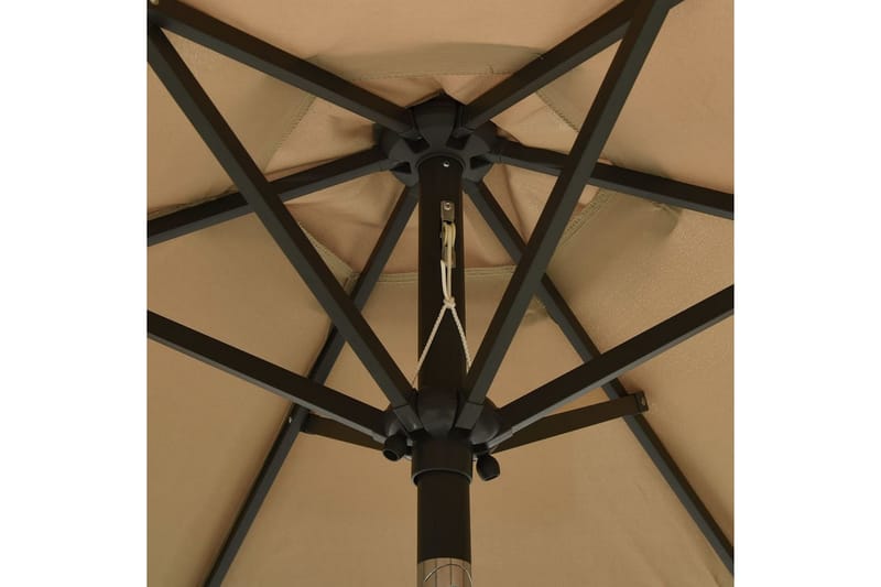 Parasoll med LED-lampor taupe 200x211 cm aluminium - Brun - Parasoll