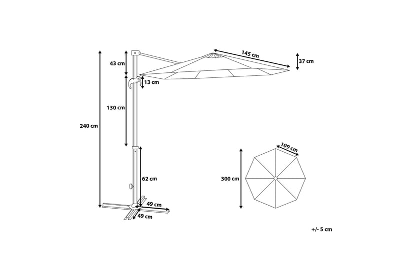 Parasoll Savona 240 cm - Mörkgrå - Utemöbler & utemiljö - Solskydd - Parasoll
