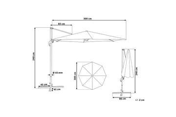 Parasoll Savona 240 cm - Vit - Utemöbler & utemiljö - Solskydd - Parasoll