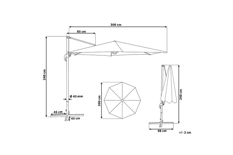 Parasoll Savona 240 cm - Vit - Parasoll