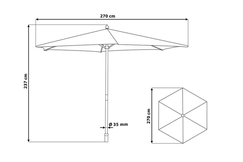 Parasoll Toscana 237 cm - Vit - Utemöbler & utemiljö - Solskydd - Parasoll - Strandparasoll