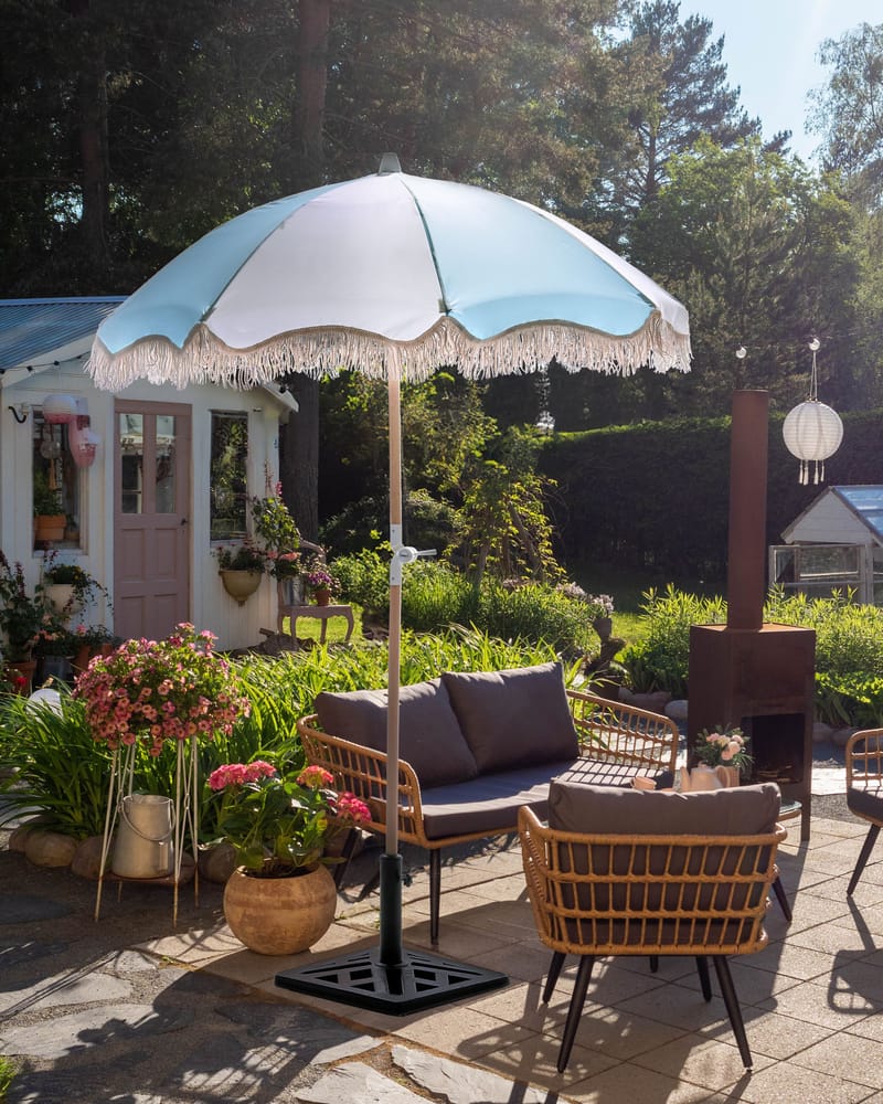 Parasoll utomhus 155 cm Mondello - vit/blå - Utemöbler & utemiljö - Solskydd - Parasoll - Strandparasoll