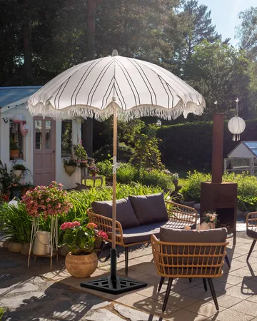 Parasoll utomhus 155 cm Mondello - vit/svart - Utemöbler & utemiljö - Solskydd - Parasoll - Strandparasoll