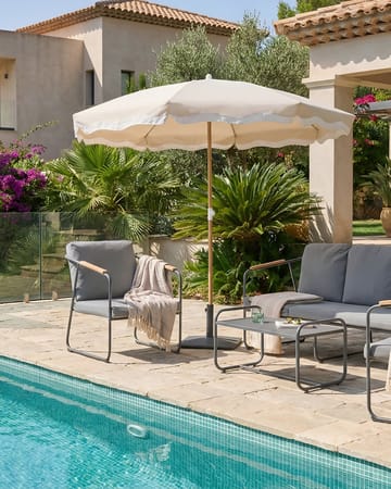 Parasoll utomhus 232 cm Sestriere - beige/vit/brun - Utemöbler & utemiljö - Solskydd - Parasoll - Balkongparasoll