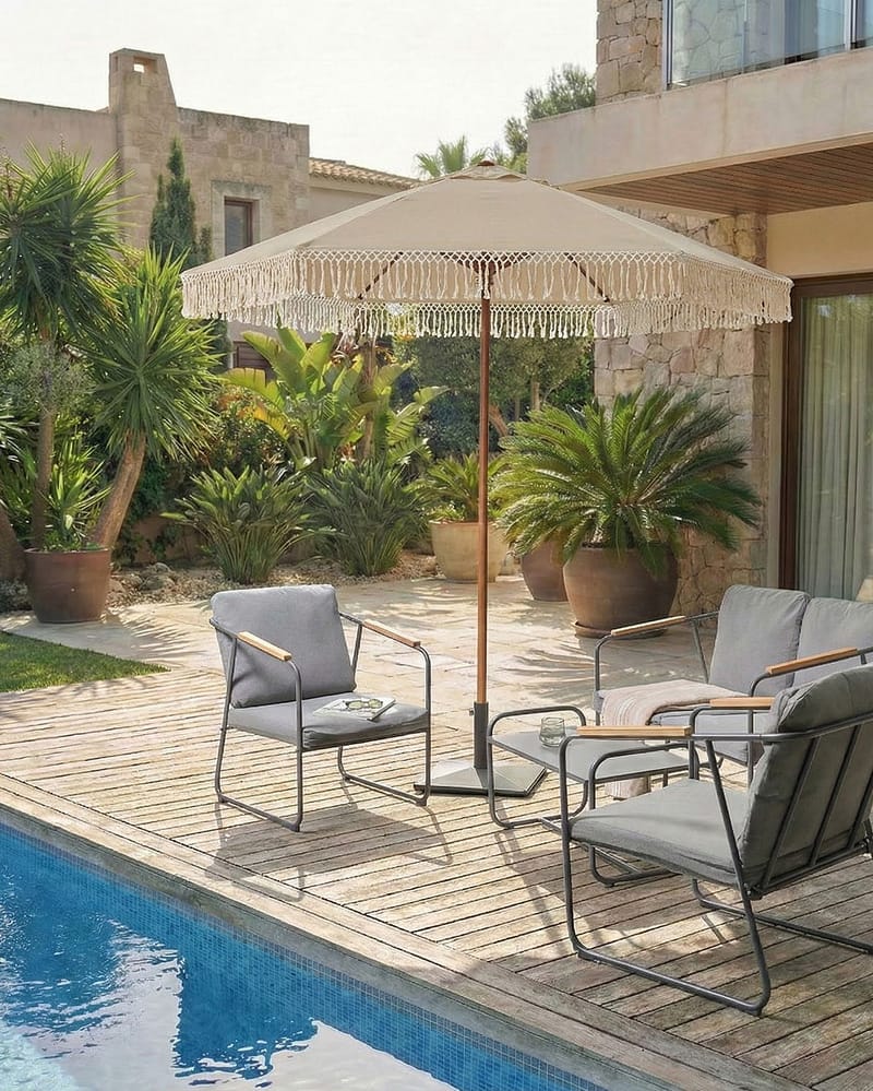 Parasoll utomhus 258 cm Murasa - beige/brun - Utemöbler & utemiljö - Solskydd - Parasoll - Balkongparasoll