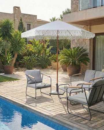 Parasoll utomhus 258 cm Murasa - vit/brun - Utemöbler & utemiljö - Solskydd - Parasoll - Balkongparasoll