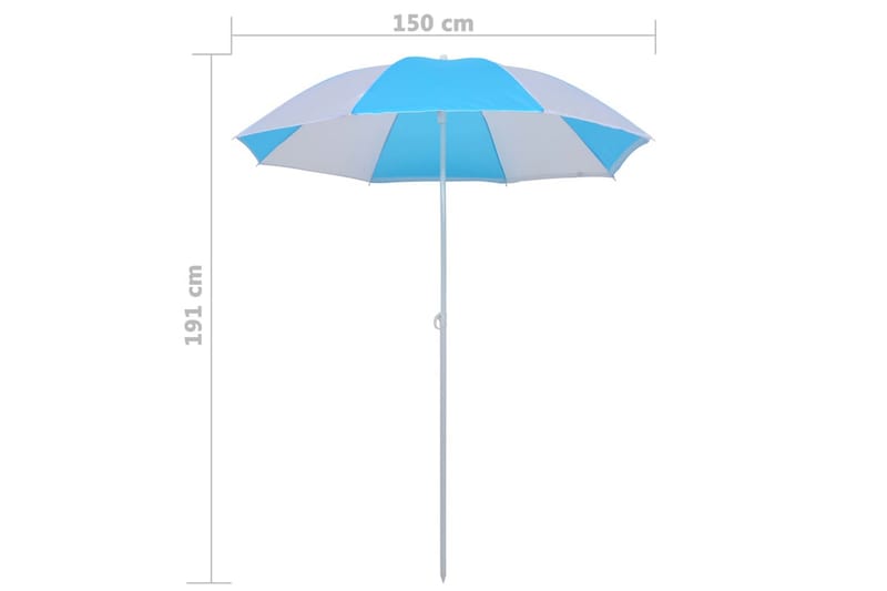 Strandtält/parasoll blå och vit 180 cm tyg - Flerfärgad - Strandparasoll